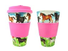 Load image into Gallery viewer, Eco-Friendly Reusable Plant Fiber 14 oz Travel Mug with Horse and Pony Design