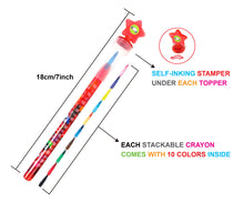 Load image into Gallery viewer, Vehicle Stackable Crayon with Stamper Topper