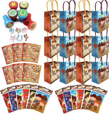 Western Cowboy Cowgirl Party Favor Bundle for 12 Kids