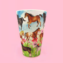 Load image into Gallery viewer, Eco-Friendly Reusable Plant Fiber 14 oz Travel Mug with Horse and Pony Design