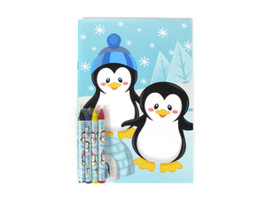Penguin Coloring Books with Crayons Party Favors - Set of 6 or 12