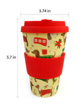Load image into Gallery viewer, Eco-Friendly Reusable Plant Fiber Holiday Travel Mug with Christmas Wiener Dog Design