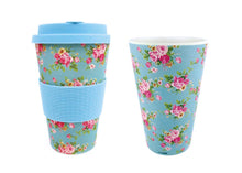 Load image into Gallery viewer, Eco-Friendly Reusable Plant Fiber Travel Mug with Blue Floral Design