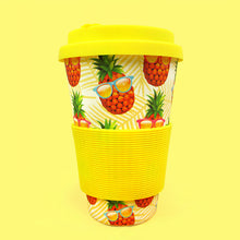Load image into Gallery viewer, Eco-Friendly Reusable Plant Fiber Travel Mug with Pineapple Sunglasses Design