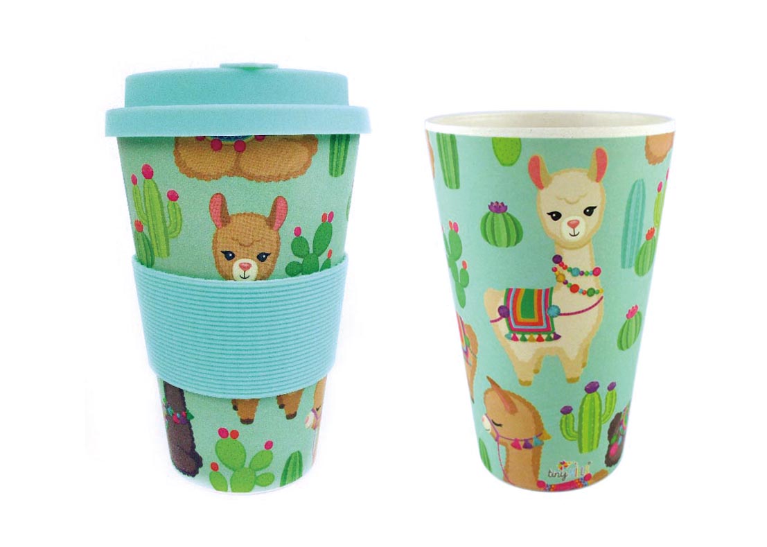 Tiny Mills Eco-Friendly Llama Alpaca Design Travel Mug