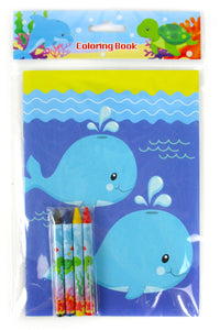 Sea Life Ocean Animals Coloring Books with Crayons Party Favors - Set of 6 or 12