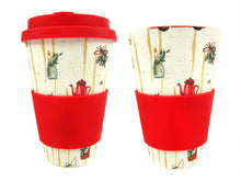 Load image into Gallery viewer, Eco-Friendly Reusable Plant Fiber 14 oz Travel Mug with Christmas Vintage Red Truck Barnyard Style Design