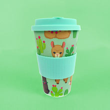 Load image into Gallery viewer, Eco-Friendly Reusable Plant Fiber Travel Mug with Llama Alpaca Design