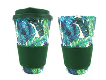 Load image into Gallery viewer, Eco-Friendly Reusable Plant Fiber Travel Mug with Tropical Palm Leaves Design