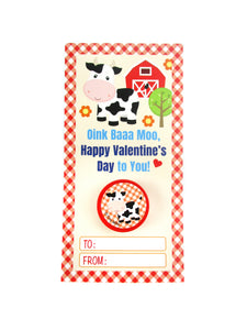 Barnyard Farm Animal Valentine's Day Cards with Stampers for Classroom Exchange