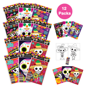 Day of the Dead Coloring Books with Crayons Party Favors - Set of 6 or 12