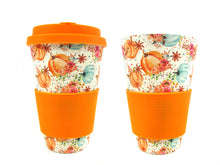 Load image into Gallery viewer, Eco-Friendly Reusable Plant Fiber 14 oz Travel Mug with Fall Harvest Pumpkin Design