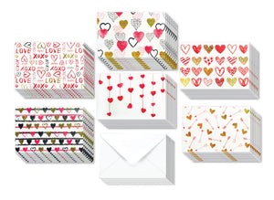 Hearts Assorted Greeting Cards for All Occasions and Valentine's Day - 6 Design