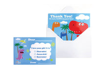 Load image into Gallery viewer, Dinosaur Fill-in Birthday Thank You Cards for Kids