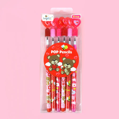 Valentine's Day Stackable Point Pencils - Set of 6