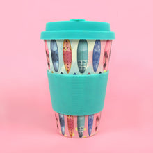 Load image into Gallery viewer, Eco-Friendly Reusable Plant Fiber Travel Mug with Sunset Surfboard Design