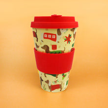 Load image into Gallery viewer, Eco-Friendly Reusable Plant Fiber Holiday Travel Mug with Christmas Wiener Dog Design