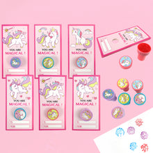 Load image into Gallery viewer, Unicorn Cards with Stampers for Classroom Birthday Party Favors