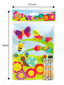 Butterfly Flowers Spring Themed Coloring Books with Crayons Party Favors - Set of 6 or 12
