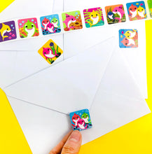 Load image into Gallery viewer, Shark Family Stickers 100 Stickers/Dispenser, Pack of 1, 6, 12 Dispensers