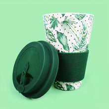 Load image into Gallery viewer, Eco-Friendly Reusable Plant Fiber Travel Mug with Monstera Leaves Design