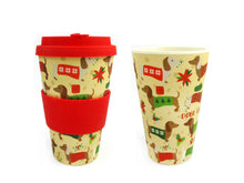 Load image into Gallery viewer, Eco-Friendly Reusable Plant Fiber Holiday Travel Mug with Christmas Wiener Dog Design
