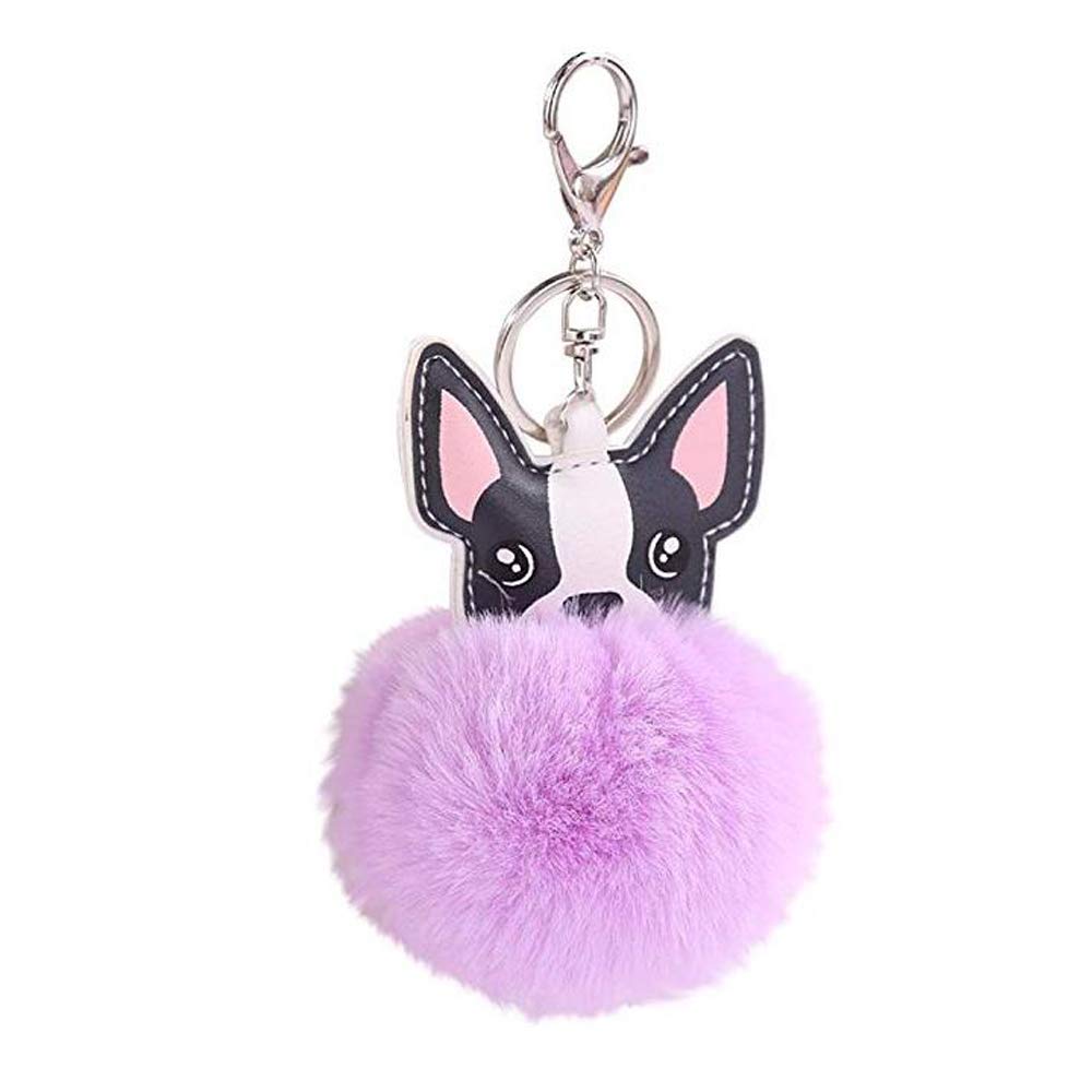 French bulldog bag charm Pom Pom Keychain Fluffy cute