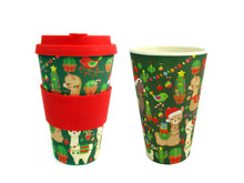 Load image into Gallery viewer, Eco-Friendly Reusable Plant Fiber Holiday Travel Mug with Christmas Llama Alpaca Design