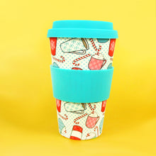 Load image into Gallery viewer, Eco-Friendly Reusable Plant Fiber Holiday Travel Mug with Christmas Coffee Design