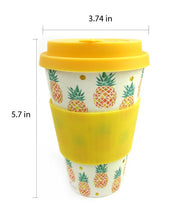 Load image into Gallery viewer, Eco-Friendly Reusable Plant Fiber Travel Mug with Tropical Pineapple Design