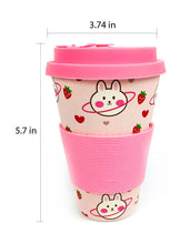 Load image into Gallery viewer, Eco-Friendly Reusable Plant Fiber Travel Mug with Pink Bunny Design
