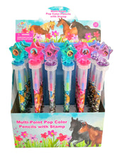 Load image into Gallery viewer, Horses Stackable Crayon with Stamper Topper