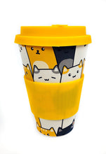 Load image into Gallery viewer, Eco-Friendly Reusable Plant Fiber Travel Mug with Kitty Cat Design