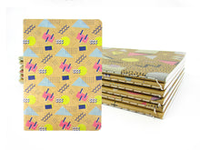 Load image into Gallery viewer, 80&#39;s Geometric Retro Journal Notebooks - Set of 6 or 12