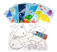 Load image into Gallery viewer, Sea Life Ocean Animals Coloring Books with Crayons Party Favors - Set of 6 or 12