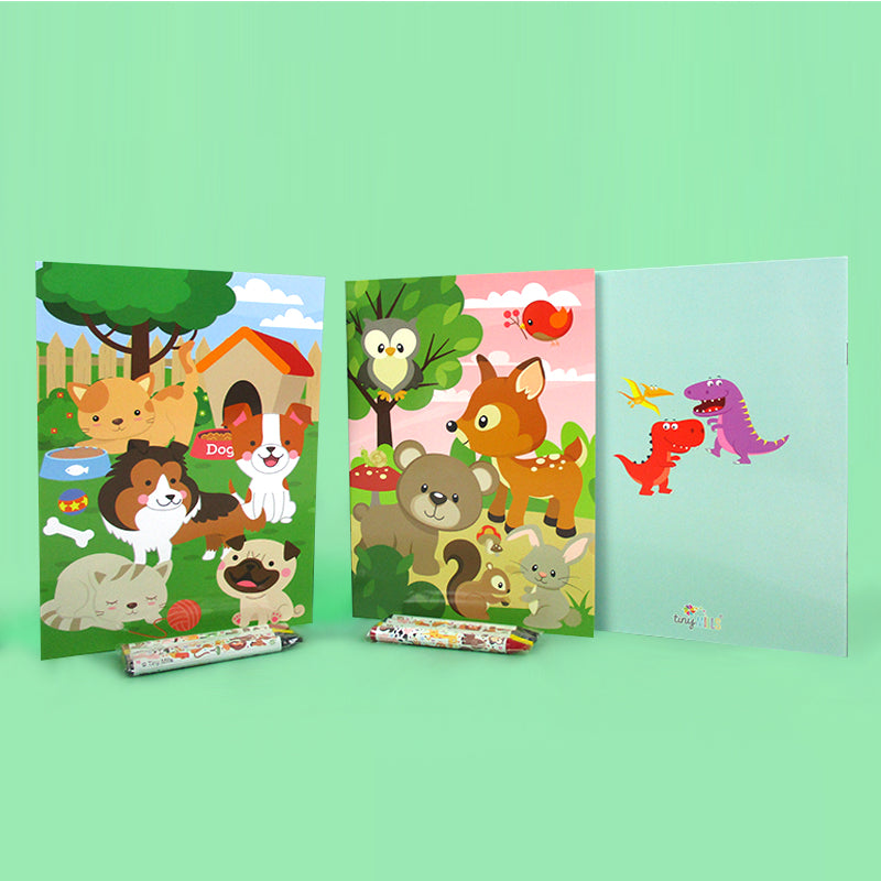 Animal Coloring Books with Crayons Party Favors - Set of 6 or 12 – Tiny  Mills®