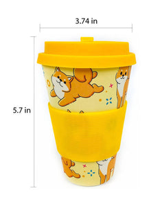 Eco-Friendly Reusable Plant Fiber Travel Mug with Shiba Inu Dog Design
