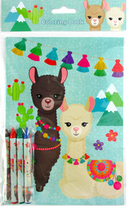 Llamas Coloring Books with Crayons Party Favors - Set of 6 or 12