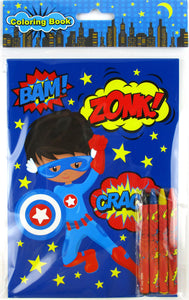 Superhero Coloring Books with Crayons Party Favors - Set of 6 or 12