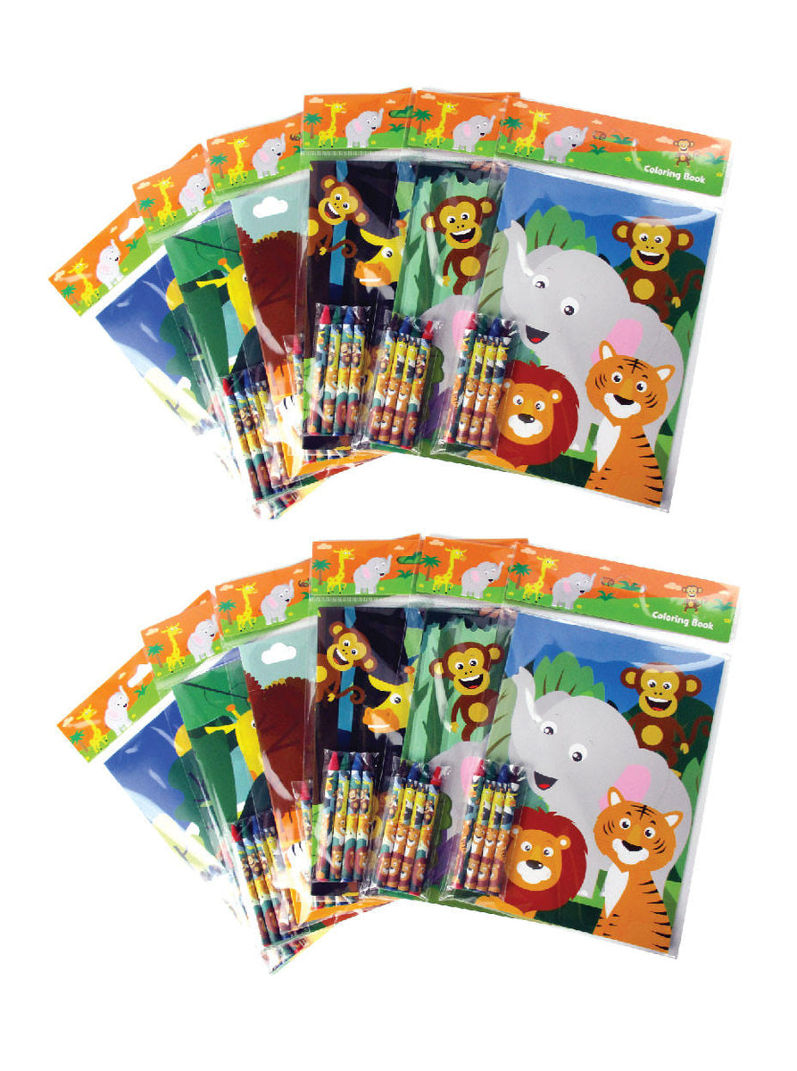 Jungle Animal Mini Colouring Books (Pack of 12) Toys