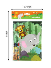 Load image into Gallery viewer, Zoo Jungle Safari Animals Coloring Books with Crayons Party Favors - Set of 6 or 12