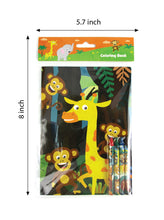 Load image into Gallery viewer, Zoo Jungle Safari Animals Coloring Books with Crayons Party Favors - Set of 6 or 12