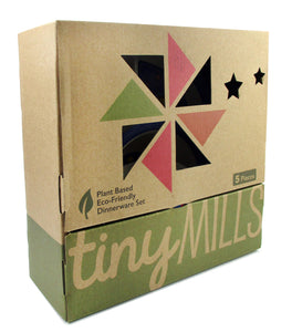 TINYMILLS 5-Piece Eco-Friendly Plant Fiber Dinnerware Set with Farm Animals Design