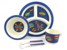 Load image into Gallery viewer, TINYMILLS 5-Piece Eco-Friendly Plant Fiber Dinnerware Set with Superhero Design