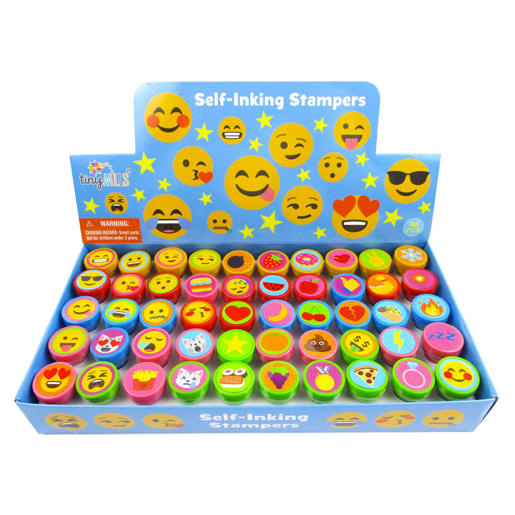 50 Emoji Self-Ink Stamps for Kids - Safe and Fun!