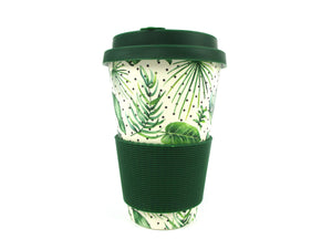 Eco-Friendly Reusable Plant Fiber Travel Mug with Monstera Leaves Design