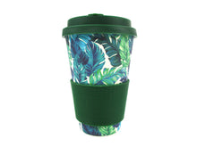 Load image into Gallery viewer, Eco-Friendly Reusable Plant Fiber Travel Mug with Tropical Palm Leaves Design