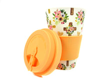 Load image into Gallery viewer, Eco-Friendly Reusable Plant Fiber 14 oz Travel Mug with Religious Floral Crosses Design