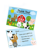 Load image into Gallery viewer, Farm Animals Fill-in Birthday Thank You Cards for Kids