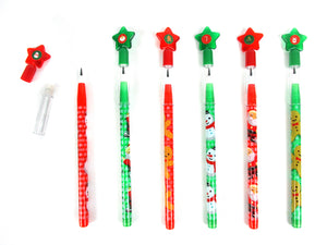 Holiday Season Christmas Stackable Point Pencils - Set of 6